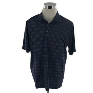 Cypress Club Shirt Men's Large Performance Short Sleeve Striped Button Golf Polo